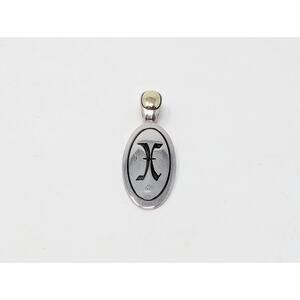 Ann King Sterling Silver 18K Gold Letter X Quince Initial Floral Pendant Charm